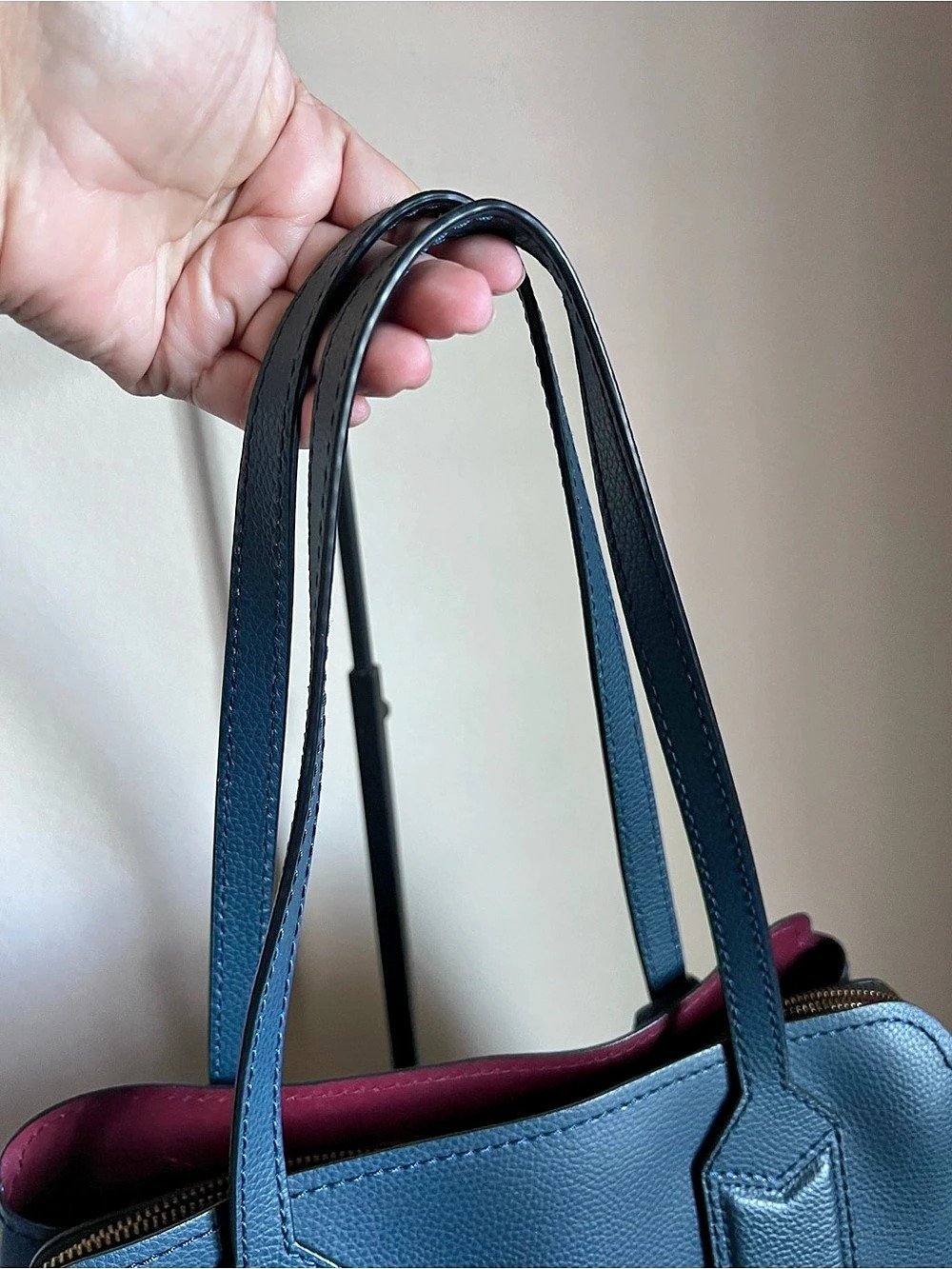 Marc Jacobs The Editor Leather Tote in Dark Teal & Red - Picture 10 of 13